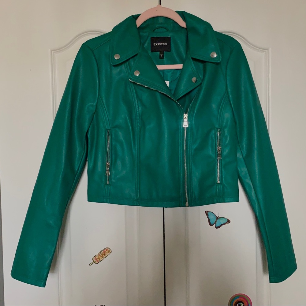 NWT Green Leather Motorcycle Jacket